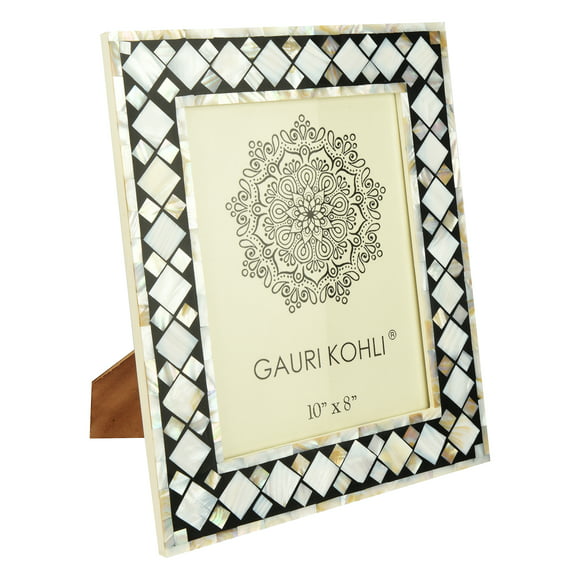 7"x5" GAURI KOHLI Jodhpur Bone Inlay Picture Frame in Midnight Black